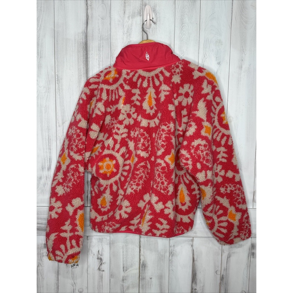 Free People Movement Pink Floral Small Rocky Ridge Fleece Sherpa Jacket Snap Up - Picture 5 of 11